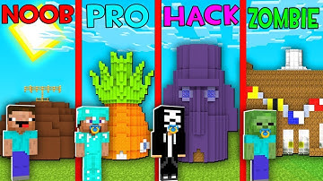 Minecraft Battle: NOOB vs PRO vs HACKER vs ZOMBIE : SPONGEBOB HOUSE BUILD CHALLENGE - Animation