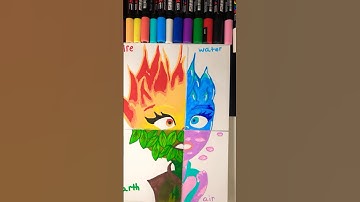 Drawing Ember from Elemental in 4 different elements #art #drawing #ember #elemental #elements