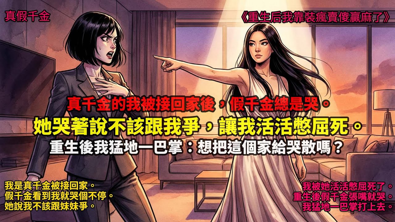 我是真千金，被接回家后。假千金看到我總是哭個不停。嗚嗚嗚嗚，我知道自己不是爸媽親生的，不該跟妹妹爭，爸媽，我知道，你們都喜歡妹妹嗚嗚嗚嗚，妹妹無論怎麼對我 