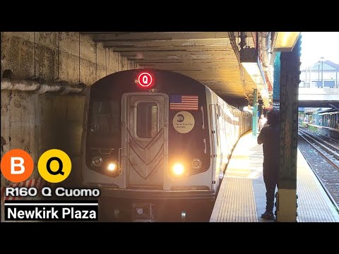 BMT Brighton Line (B)(Q) Train Action @Newkirk Plaza +R160 (Q) and ...