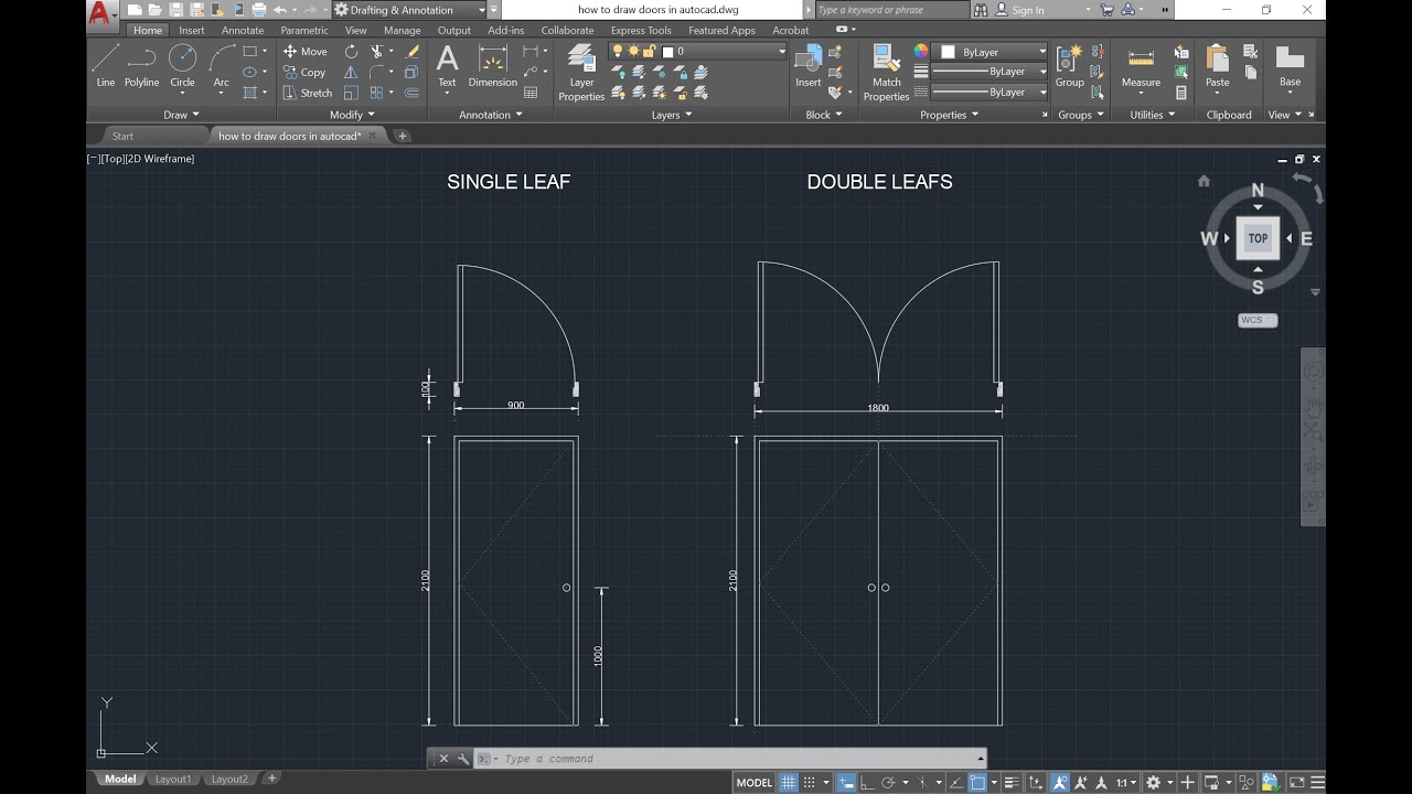 How To Draw Swing Door In Autocad