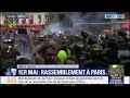 1ermai  paris premire charge des forces de lordre en riposte  des provocations