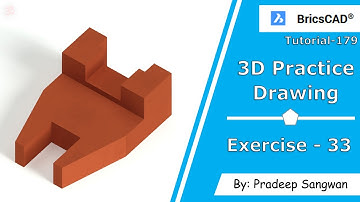 3D Practice Drawing BricsCAD V20 Tutorial 179 | Exercise 33 | Mechanical Drawing in Hindi