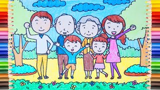 pics My Family Easy Drawing how to draw a family 6 members