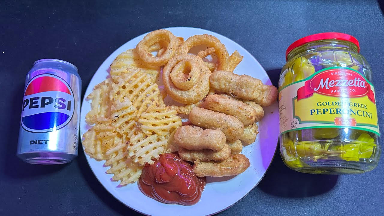 Fried Nuggets, Onion Rings, and Waffle Fries ASMR, NO TALKING EATING SOUNDS