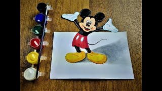 How to draw Mickey Mouse in 3D | 3D Drawing Step by Step Tutorial | 3D Cartoon | Mickey Mouse.