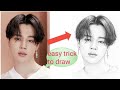 How to Draw BTS Jimin step by step / BTS Drawing / bts Park Jimin Drawing / easy trick 