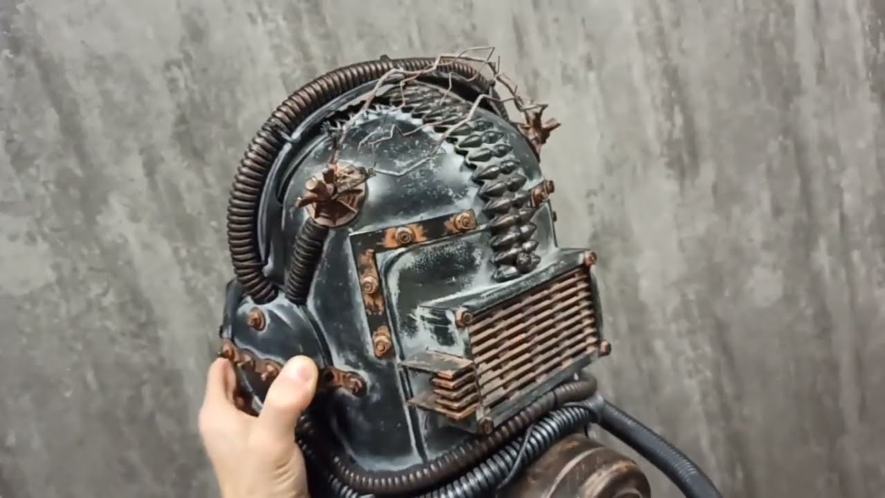Post-apocalyptic dystopian mask rusty for Mad Max fans.