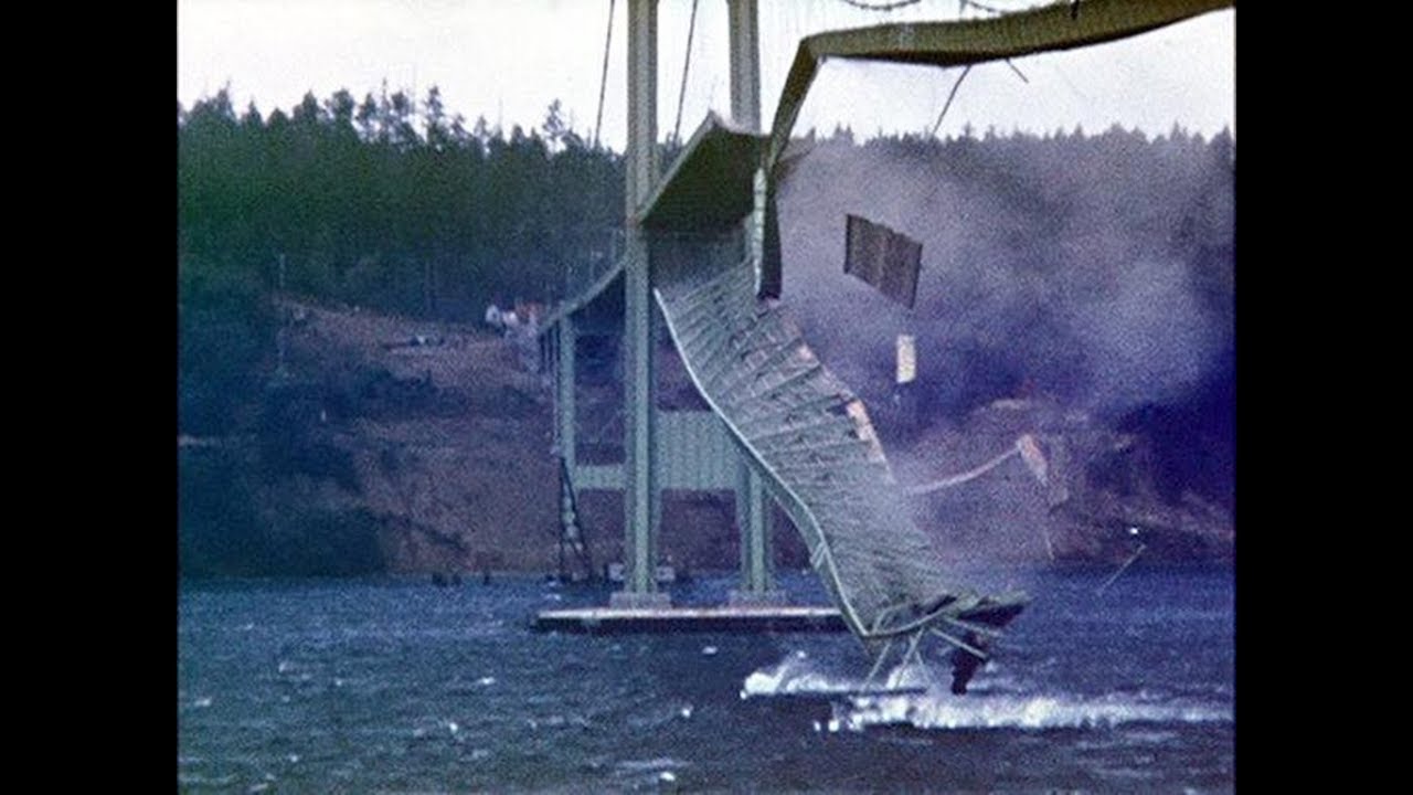 Мост в сша разрушение. Такомский мост 1940. Крушение Такомского моста США 1940. Такомского моста. Такома Нэрроуз.