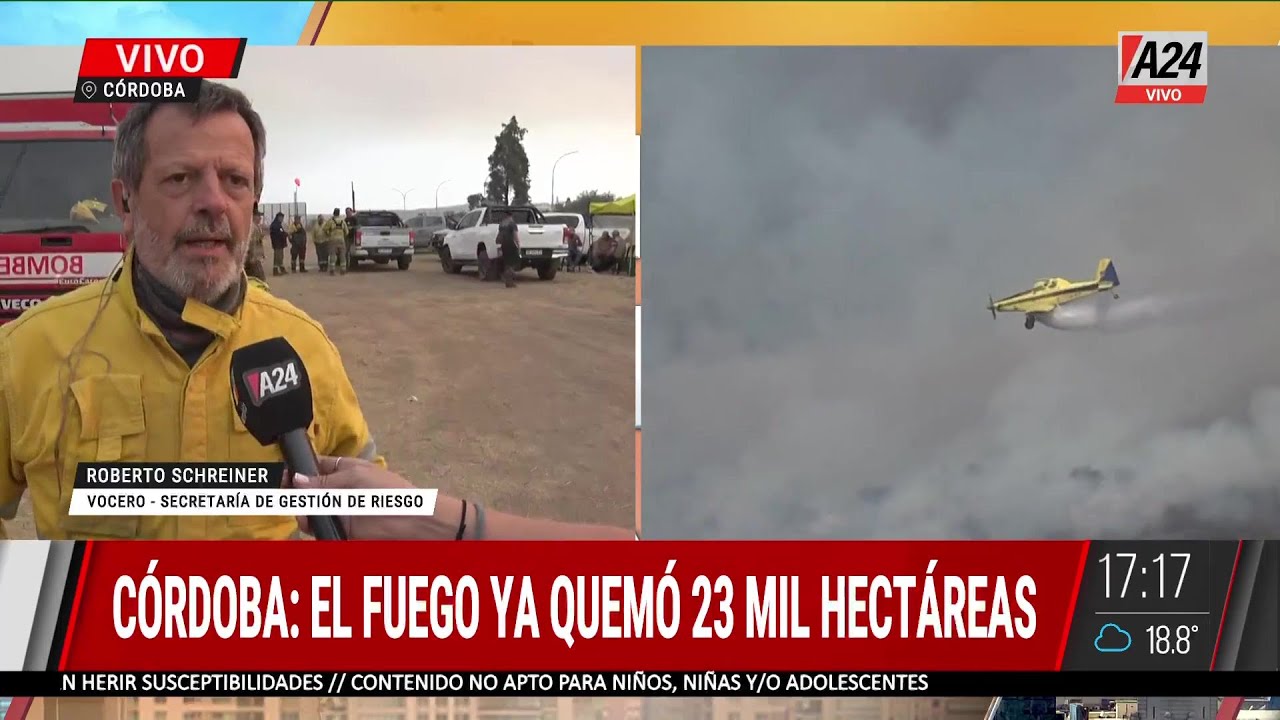 Incendios en Córdoba: ya son 15 los detenidos y el fuego no da tregua