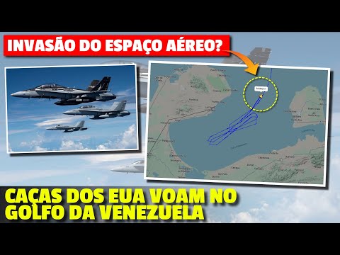 OUSADO! Caças F/A-18 dos EUA INVADIRAM o espaço aéreo da Venezuela?? Caças voam no GOLFO venezuelano