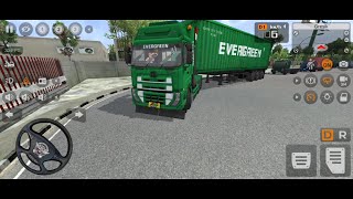 MANTAP PERMAINAN TRUK TRAILER BAWA KONTAINER EVERGREEN MENUJU DERMAGA - GAME BUS SIMULATOR INDONEISA