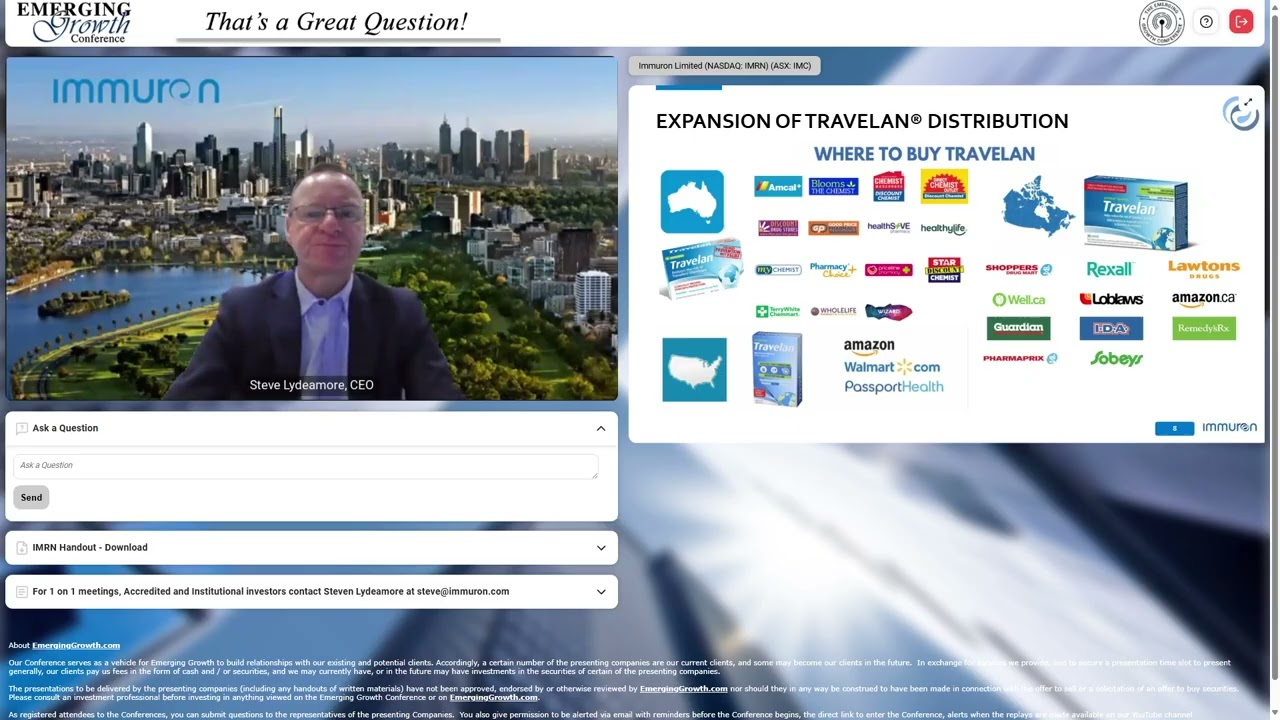 Иммурон Лимитед (NASDAQ: IMRN)