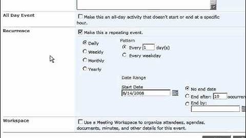SharePoint Shepherd 2007 - Create A Recurring Event