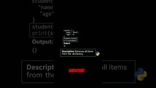 Learn Python Dictionary clear() method in 60 seconds! 🐍#shorts #viral
