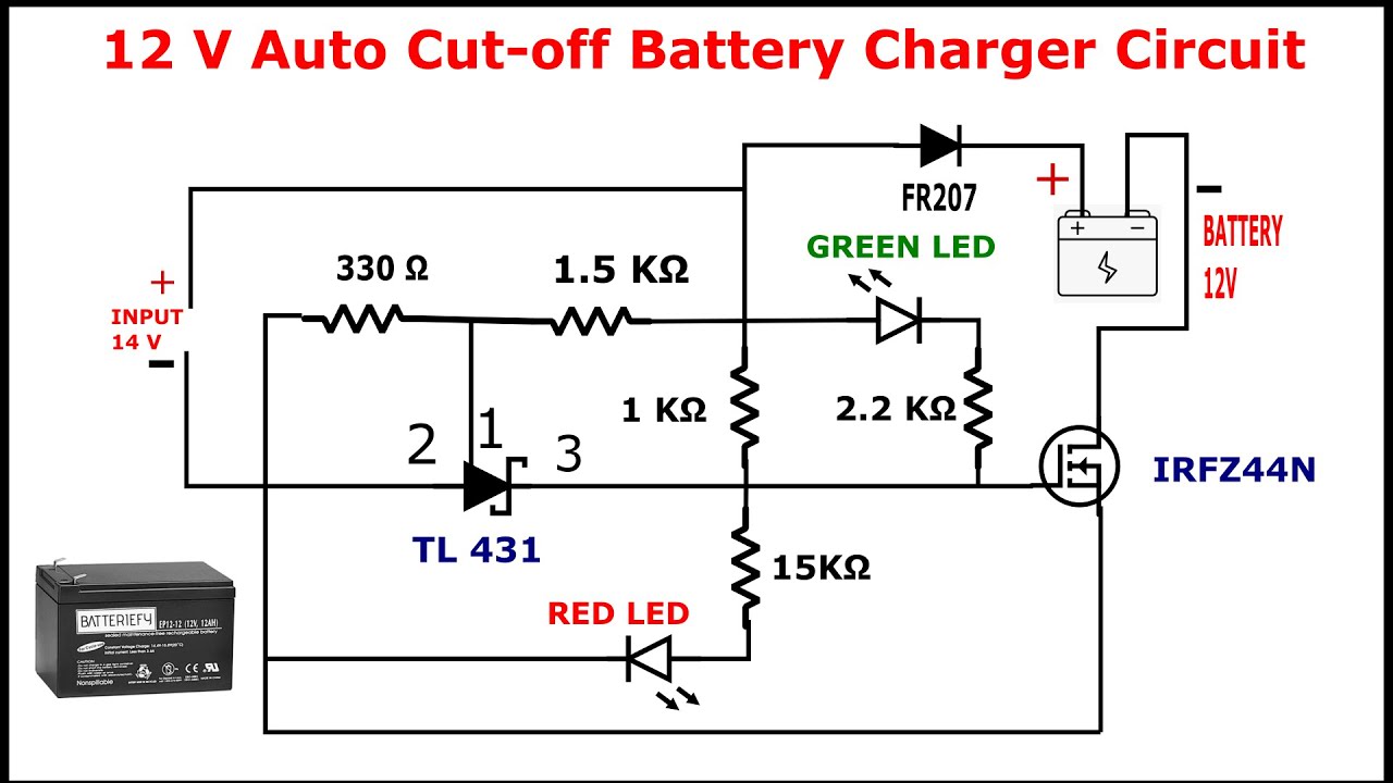 Auto cut off 12 volt battery charger using MOSFET | diy Electronics project  | TL431 | MOSFET IRFZ44N - YouTube