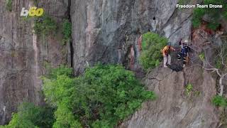 This is the Heartstopping Rescue of a Base Jumper Stuck on the Side of a Cliff