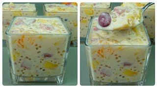 I can't stop eating this very tasty and creamy homemade Dessert! Easy to make, Fruit Salad Tapioca