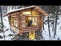 An incredible wooden hut in the wild mountains  built a hut for survival