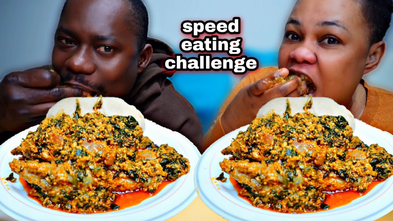 SPEED EATING CHALLENGE|BANKU WITH SPINACH EGUSI GIZZARD & CHICKEN STEW MUKBANG|AFRICAN FOOD MUKBANG