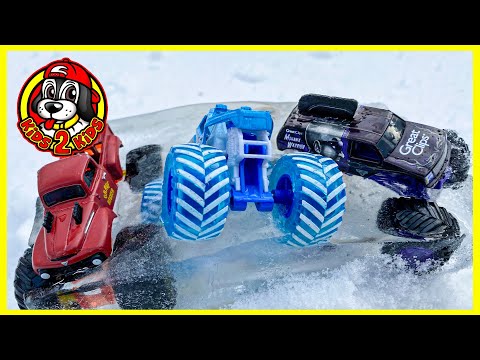 FIRE & ICE Monster Jam & Hot Wheels Monster Trucks ❄️ FROZEN IN ICE