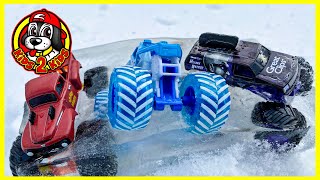 FIRE & ICE Monster Jam & Hot Wheels Monster Trucks ❄ FROZEN IN ICE