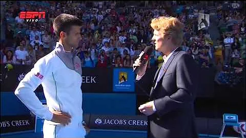 Novak Djokovic Imitates Boris Becker   Australian Open 2014