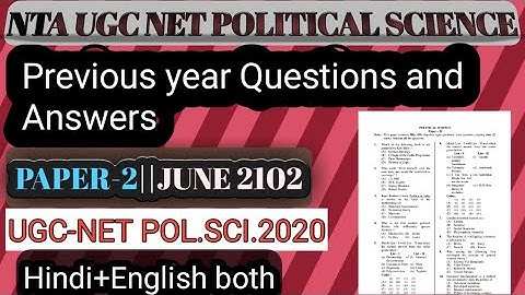 UGC NET Previous year Questions political science||June-2012||Paper-2.