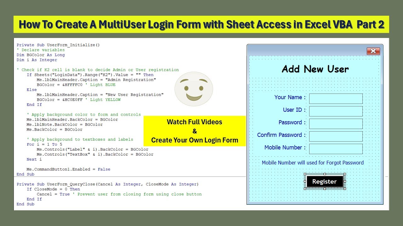 How to Create A MultiUser LoginForm with Sheet Access in Excel VBA ...