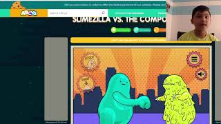 Aadit plays 'Slimezilla vs The Compound Words' on ABCYa.