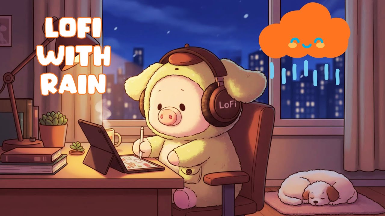 Lo-fi mix with rain for studying, focusing & chilling with Buri