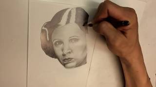 Star Wars Princess Leia / Carrie Fisher Pencil Drawing screenshot 3