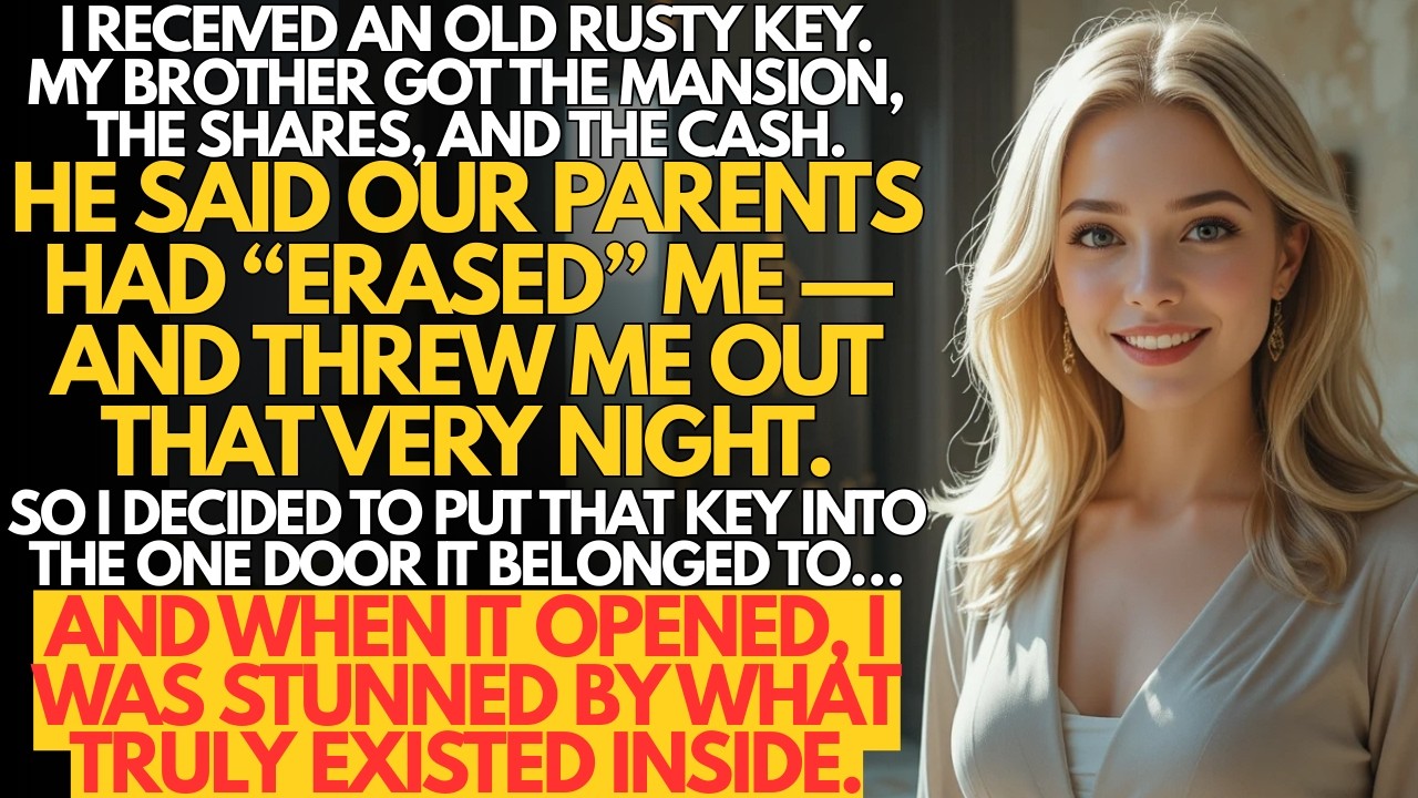 My parents left me a rusty key while my brother took it all—until I opened the right secret door...