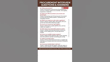 Procurement Interview Questions and Answers | Procurement Job Interview Questions and Answers