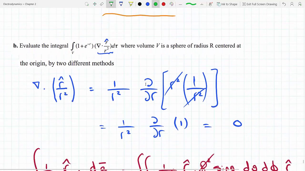 Evaluate Integral Of Divergence Of R Hat Over R2 Over Volume Of Sphere With Delta Function