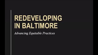 Equitable Redevelopment Process in Baltimore
