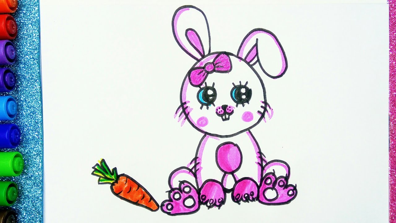 رسم ارنب سهلة للأطفال بالخطوات ، تعليم رسم الأرنب،تعليم الرسم للأطفال، How  to draw a rabbit for Kids