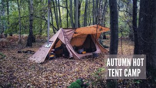Hot Tent Camping - A Crisp Autumn Evening and Rainy Night/Morning in the Pomoly StoveHut 70 3.0