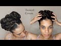 PROTECTIVE STYLE TWISTED CROWN| 2 PONYTAILS UPDO | natural hair