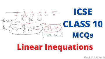 CHAP 4 MCQs ICSE CLASS 10 Maths Linear Inequations CONCEPT REVISION | Important MCQs Question Bank