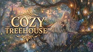 Golden Hour in the Elven Treehouse - Relaxing Fantasy Ambience &amp; Waterfall Sounds #cozy