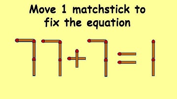 77+7=1 turn this wrong equation into correct | Match stick puzzle #214 | Puzzles with Answer
