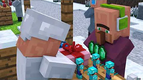 Snowman & Villager Life 1 - Minecraft Animation Lost in Sky