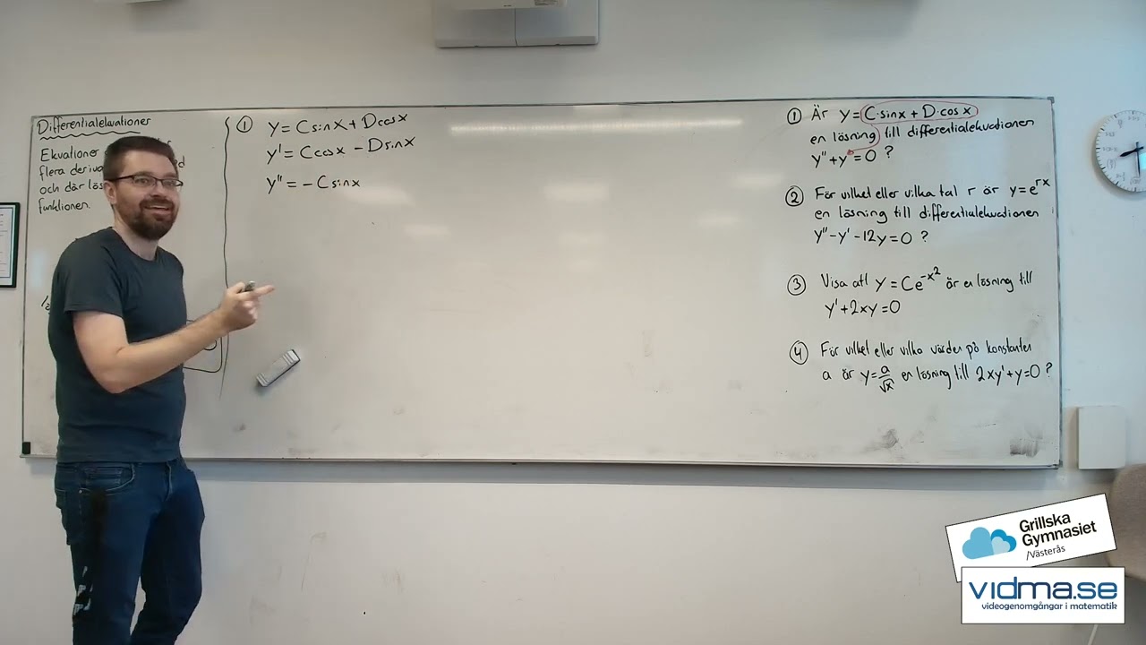 Matematik 5. Differentialekvationer. Intro + uppgifter med att verifiera en lösning