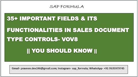 CONCEPT 33- SALES DOCUMENT TYPE CONTROLS || VOV8 || SAP SD || SAP FORMULA ||