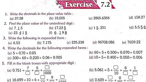 Class 6 maths/ Chapter 7/ Decimals Exercise 7.2 /Decimals place value table & Expanded form #maths