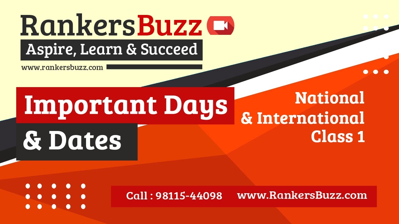 Important days and dates national international youtube