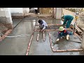 Techniques For Building A Beautiful And Modern Concrete Yard With Cut Trenches For Planting Grass