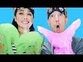 Blindfolded Slime Challenge! Making Giant Fluffy Slime With Chad Wild Clay!