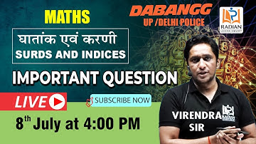 Surds and Indices Important Question | घातांक एवं करणी | UP/DP 2023 Dabangg Batch | Radian Learning